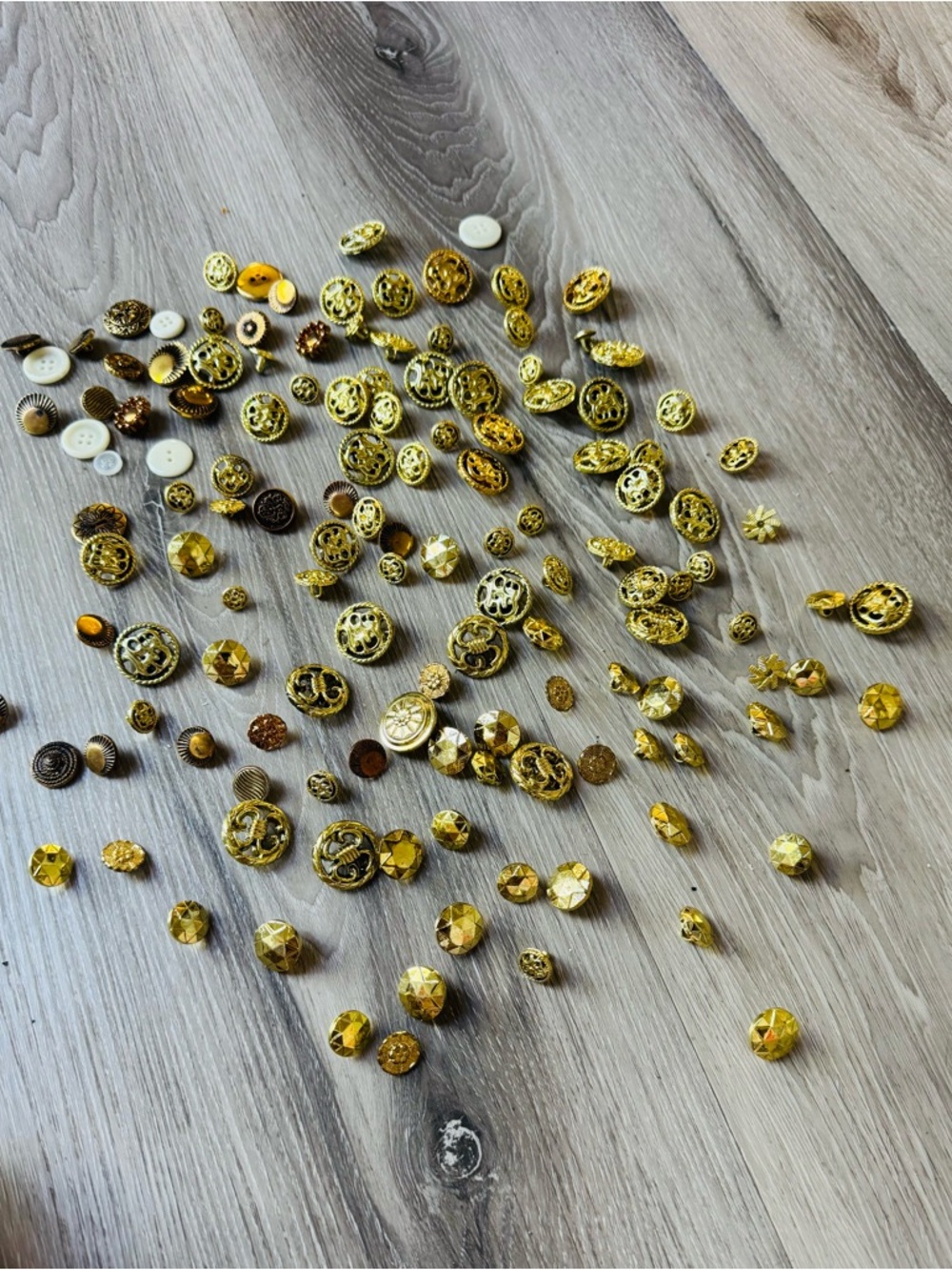 Mixed Mostly Gold Decorative 138 Buttons